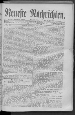 Neueste Nachrichten (Münchner neueste Nachrichten) Samstag 17. Januar 1880