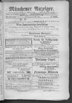 Münchener Anzeiger (Münchner neueste Nachrichten) Sonntag 20. Mai 1877