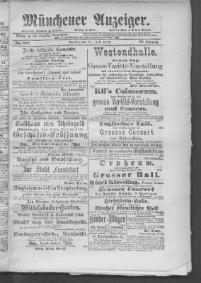 Münchener Anzeiger (Münchner neueste Nachrichten) Samstag 21. Juli 1877