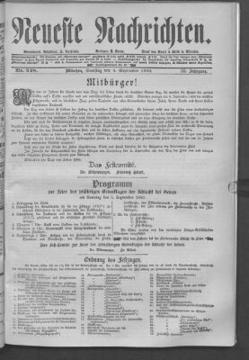 Neueste Nachrichten (Münchner neueste Nachrichten) Samstag 4. September 1880