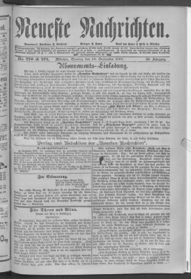 Neueste Nachrichten (Münchner neueste Nachrichten) Sonntag 26. September 1880