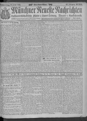 Münchner neueste Nachrichten Donnerstag 23. Juni 1892