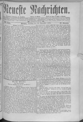 Neueste Nachrichten (Münchner neueste Nachrichten) Dienstag 25. November 1879
