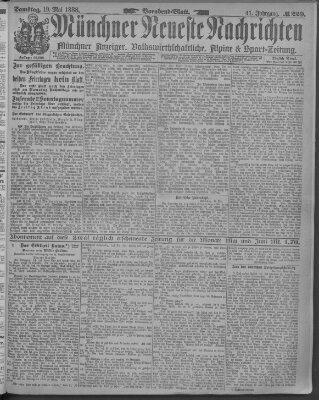 Münchner neueste Nachrichten Samstag 19. Mai 1888