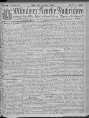 Münchner neueste Nachrichten Freitag 22. Januar 1892