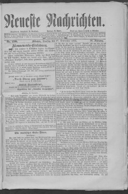 Neueste Nachrichten (Münchner neueste Nachrichten) Samstag 27. September 1879