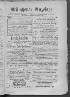 Münchener Anzeiger (Münchner neueste Nachrichten) Samstag 21. Juni 1879