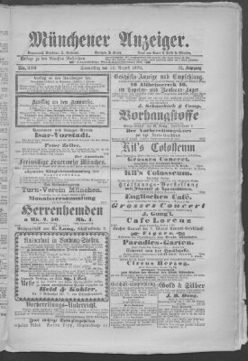 Münchener Anzeiger (Münchner neueste Nachrichten) Donnerstag 14. August 1879