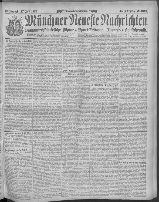Münchner neueste Nachrichten Mittwoch 27. Juli 1892