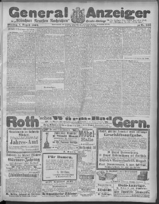 Münchner neueste Nachrichten Montag 1. August 1892