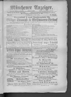 Münchener Anzeiger (Münchner neueste Nachrichten) Dienstag 4. Juni 1878