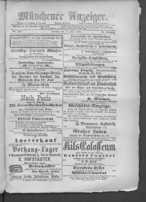 Münchener Anzeiger (Münchner neueste Nachrichten) Dienstag 16. Juli 1878