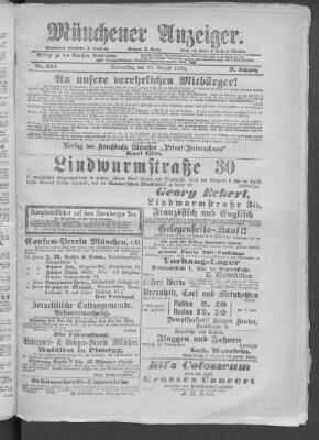 Münchener Anzeiger (Münchner neueste Nachrichten) Donnerstag 22. August 1878