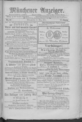 Münchener Anzeiger (Münchner neueste Nachrichten) Mittwoch 26. März 1879