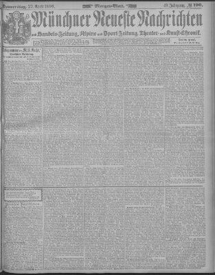 Münchner neueste Nachrichten Donnerstag 23. April 1896