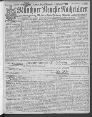Münchner neueste Nachrichten Sonntag 1. Oktober 1893