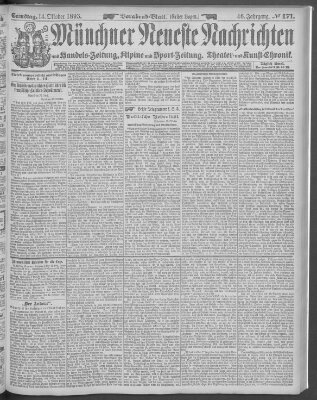 Münchner neueste Nachrichten Samstag 14. Oktober 1893
