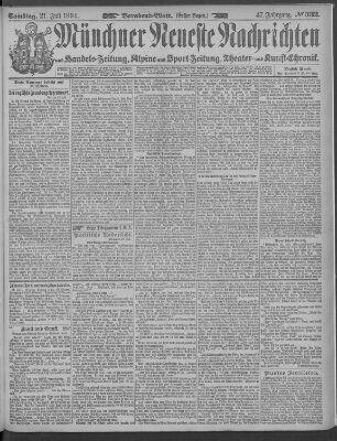 Münchner neueste Nachrichten Samstag 21. Juli 1894