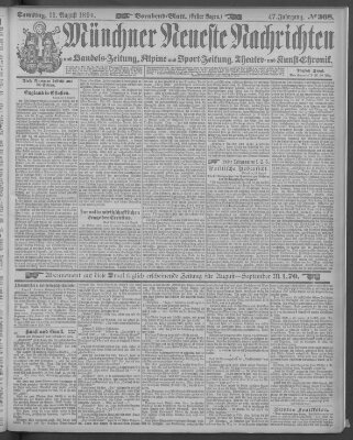Münchner neueste Nachrichten Samstag 11. August 1894