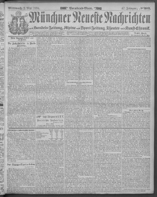 Münchner neueste Nachrichten Mittwoch 2. Mai 1894