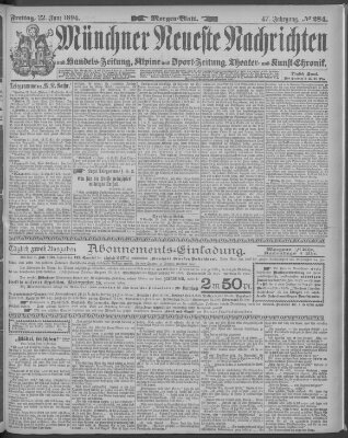 Münchner neueste Nachrichten Freitag 22. Juni 1894