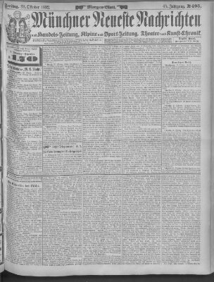 Münchner neueste Nachrichten Freitag 28. Oktober 1892