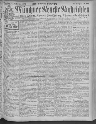 Münchner neueste Nachrichten Samstag 12. November 1892