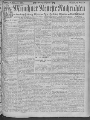 Münchner neueste Nachrichten Samstag 26. November 1892