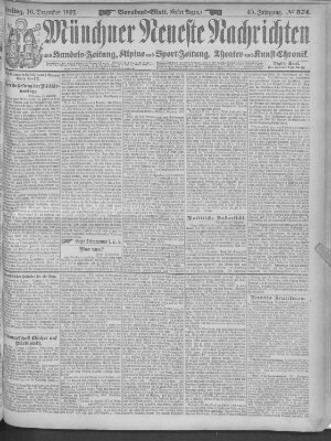 Münchner neueste Nachrichten Freitag 16. Dezember 1892