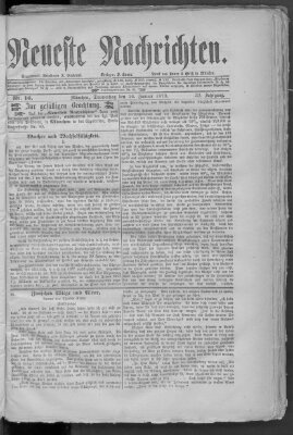 Neueste Nachrichten (Münchner neueste Nachrichten) Donnerstag 16. Januar 1879