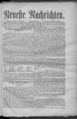 Neueste Nachrichten (Münchner neueste Nachrichten) Samstag 22. Februar 1879