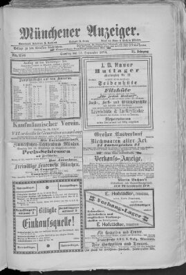Münchener Anzeiger (Münchner neueste Nachrichten) Samstag 13. September 1879