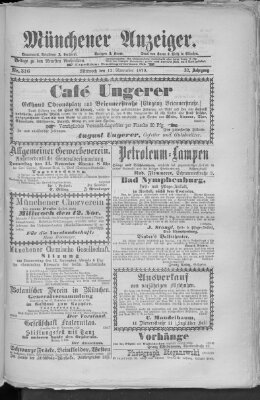Münchener Anzeiger (Münchner neueste Nachrichten) Mittwoch 12. November 1879