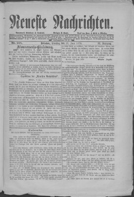 Neueste Nachrichten (Münchner neueste Nachrichten) Dienstag 17. Juni 1879