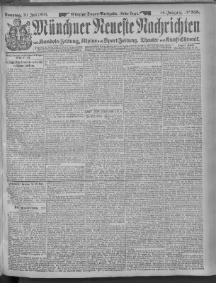 Münchner neueste Nachrichten Sonntag 30. Juli 1893