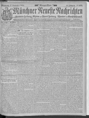 Münchner neueste Nachrichten Mittwoch 27. September 1893