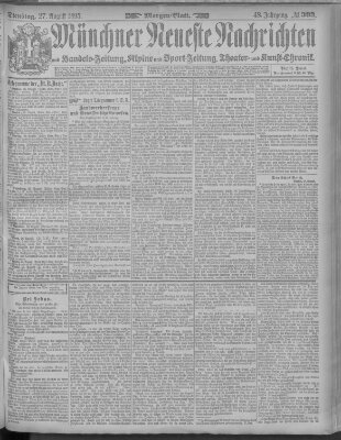 Münchner neueste Nachrichten Dienstag 27. August 1895