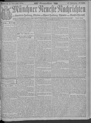 Münchner neueste Nachrichten Mittwoch 21. November 1894