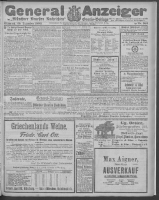 Münchner neueste Nachrichten Mittwoch 20. Dezember 1893