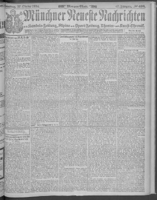 Münchner neueste Nachrichten Samstag 27. Oktober 1894
