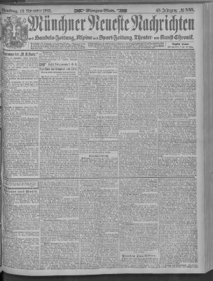 Münchner neueste Nachrichten Dienstag 19. November 1895