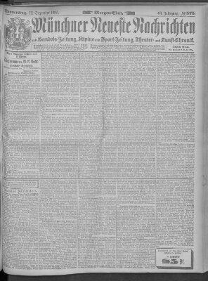 Münchner neueste Nachrichten Donnerstag 12. Dezember 1895