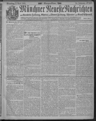 Münchner neueste Nachrichten Dienstag 2. April 1901