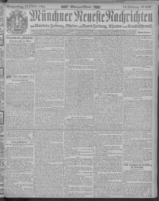 Münchner neueste Nachrichten Donnerstag 31. Oktober 1901