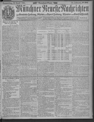 Münchner neueste Nachrichten Donnerstag 22. August 1901