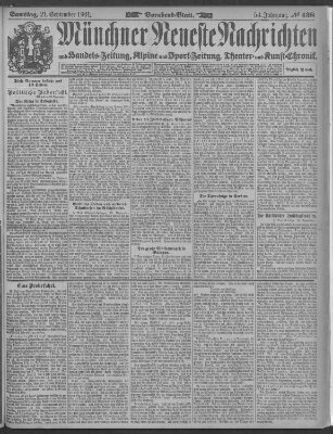 Münchner neueste Nachrichten Samstag 21. September 1901