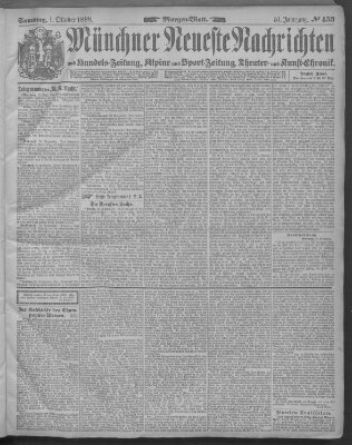 Münchner neueste Nachrichten Samstag 1. Oktober 1898