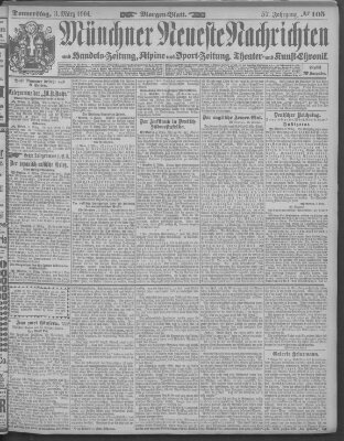 Münchner neueste Nachrichten Donnerstag 3. März 1904