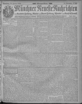 Münchner neueste Nachrichten Samstag 22. Januar 1898