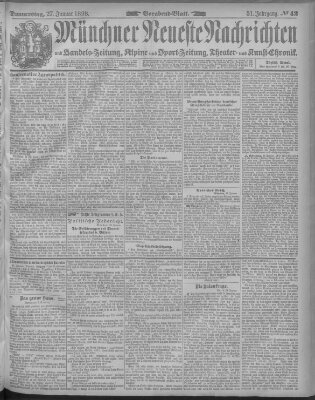 Münchner neueste Nachrichten Donnerstag 27. Januar 1898